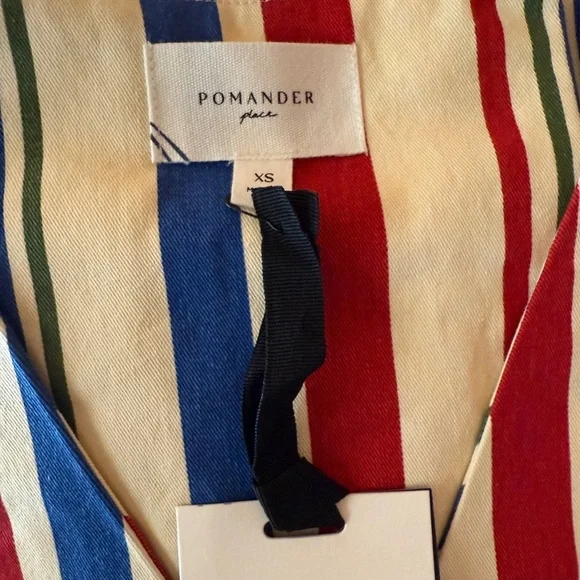 Pomander Place Kira Stripe Mini Dress XS NWT Cotton Lined Coastal Preppy Chic - Picture 9 of 10